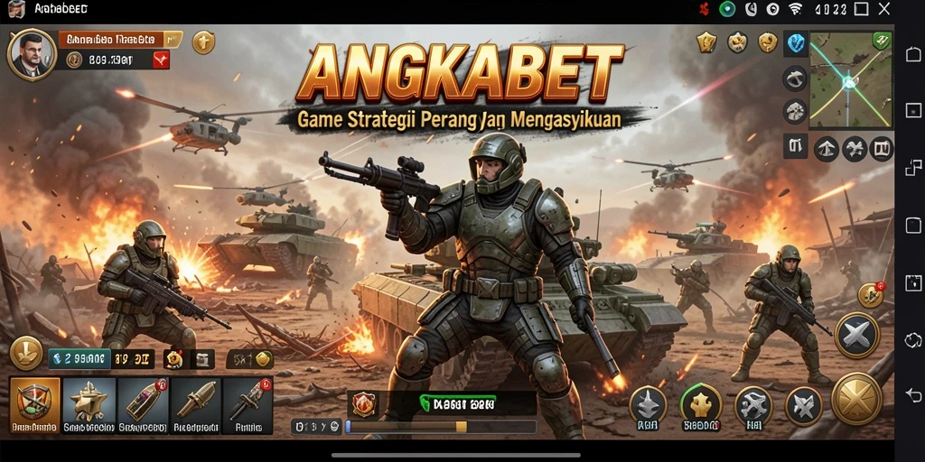 Tampilan gameplay yang mendebarkan dengan strategi pertempuran yang intens.