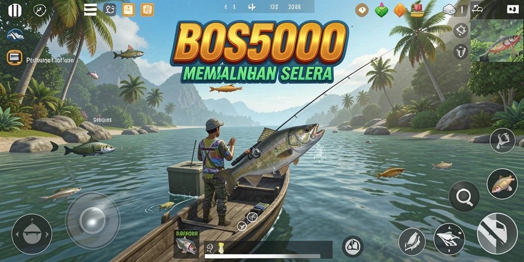 Gameplay BOS5000 yang seru dan realistis untuk memancing.