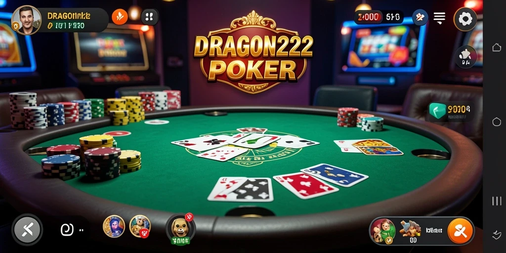 Tampilan layar gameplay DRAGON222 dengan pemain sedang bermain poker.