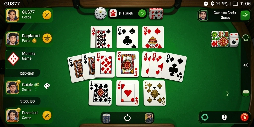 Screenshot gameplay GUS77 dengan suasana bermain Gaple yang seru.