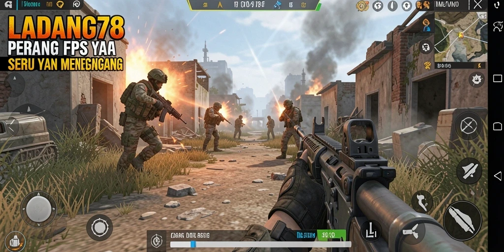 Tangkapan layar dari gameplay intens di LADANG78 dengan aksi tembak menembak.