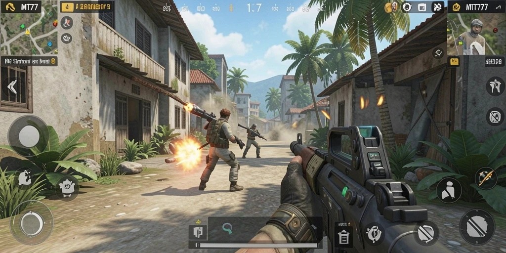 Tangkapan layar menampilkan aksi gameplay seru dalam MT777.