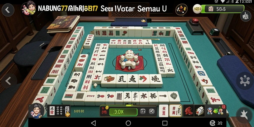 Screenshot gameplay NABUNG77 yang menampilkan tantangan Mahjong.