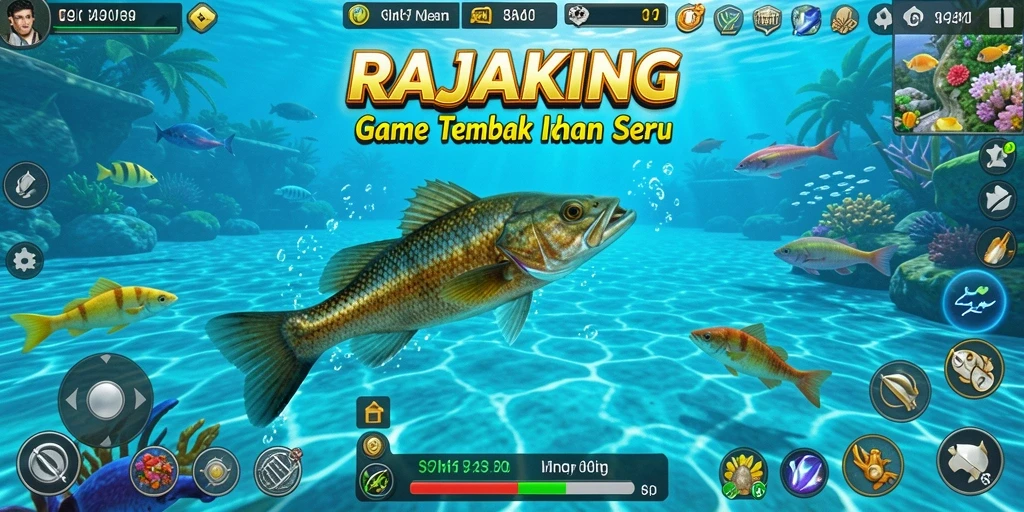 Screenshot gameplay RAJAKING yang memperlihatkan keasyikan menembak ikan.