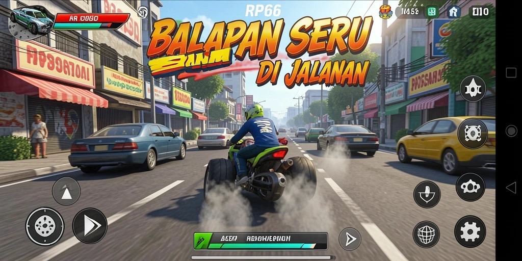 Tampilan gameplay Racing yang intens dan mendebarkan di RP66.