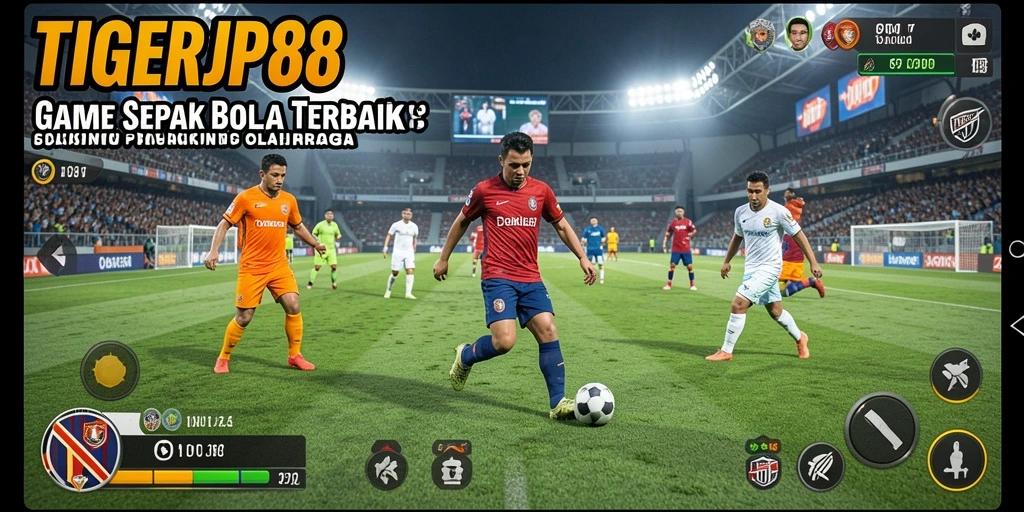 Tangkapan layar TIGERJP88 menampilkan aksi seru di lapangan sepak bola.