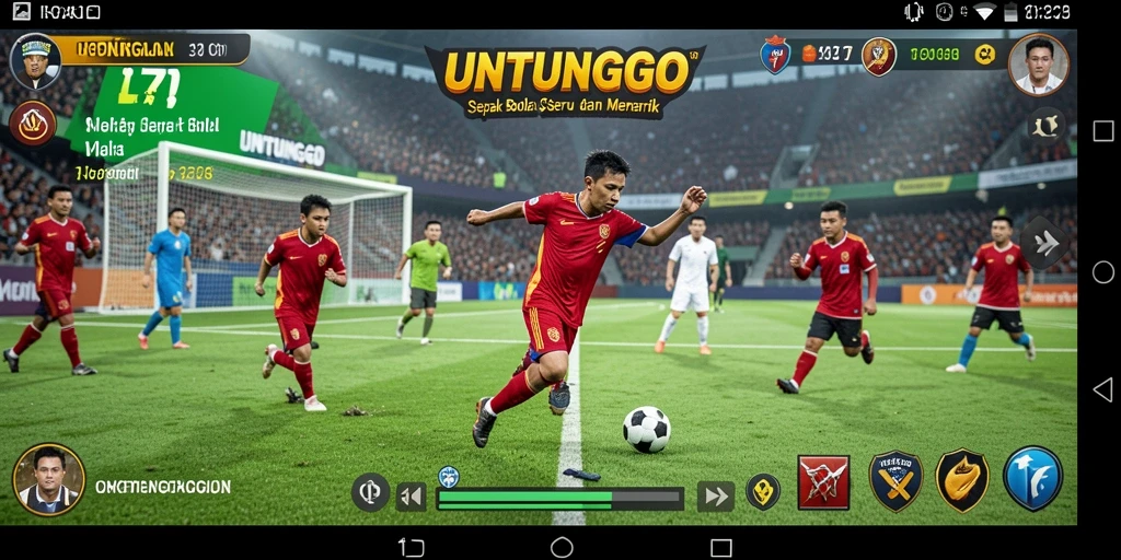 Tampilan gameplay menarik dari UNTUNGGO yang dapat menghibur penggemar sepak bola.
