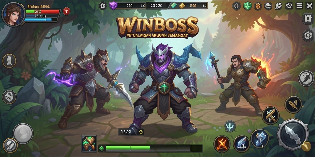 Tangkapan layar gameplay WINBOSS yang penuh aksi di dunia ARPG.