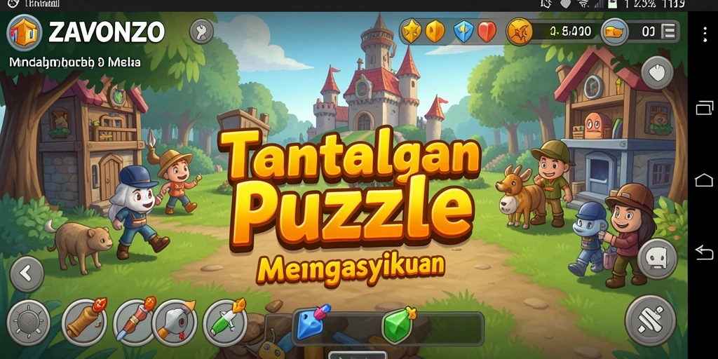 Screenshot utama ZAVONZO menampilkan gameplay Puzzle yang menantang.